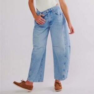 We The Free Blue Barrel Wide Leg Jeans